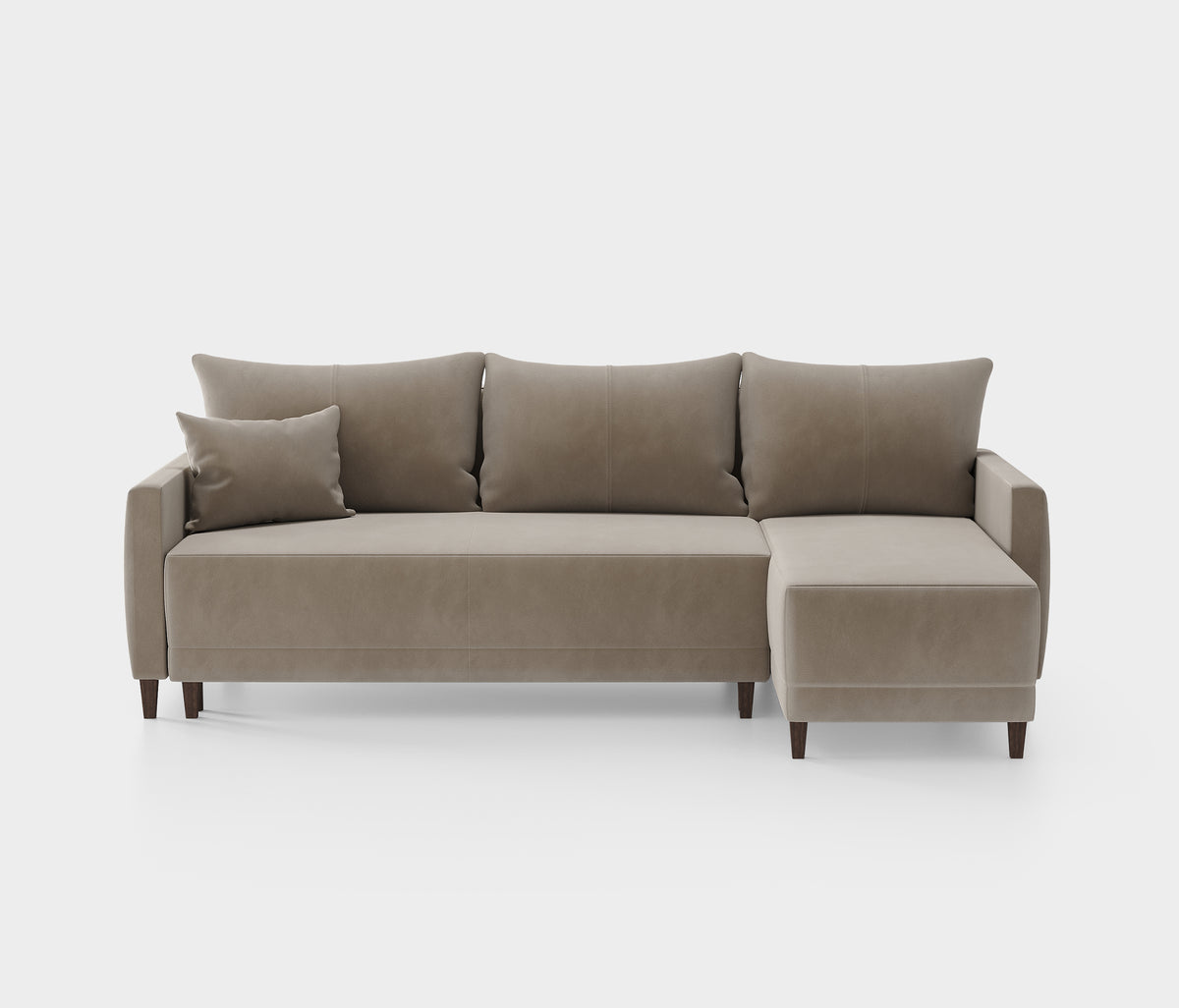 Smart Plus Hoekbank met Slaapfunctie Klein Fluweel Taupe - foto 5