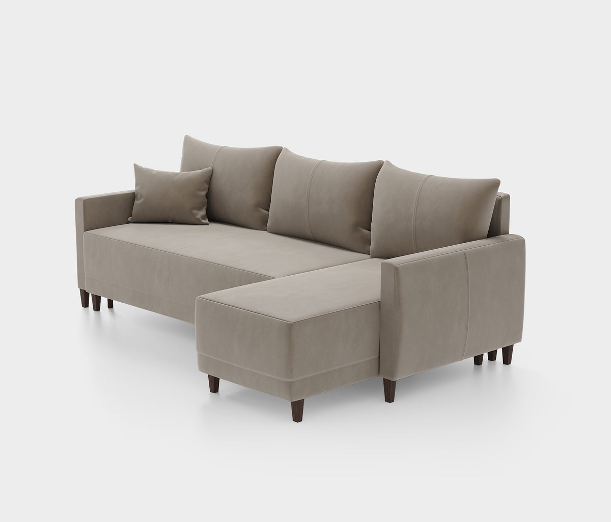 Smart Plus Hoekbank met Slaapfunctie Klein Fluweel Taupe - foto 6