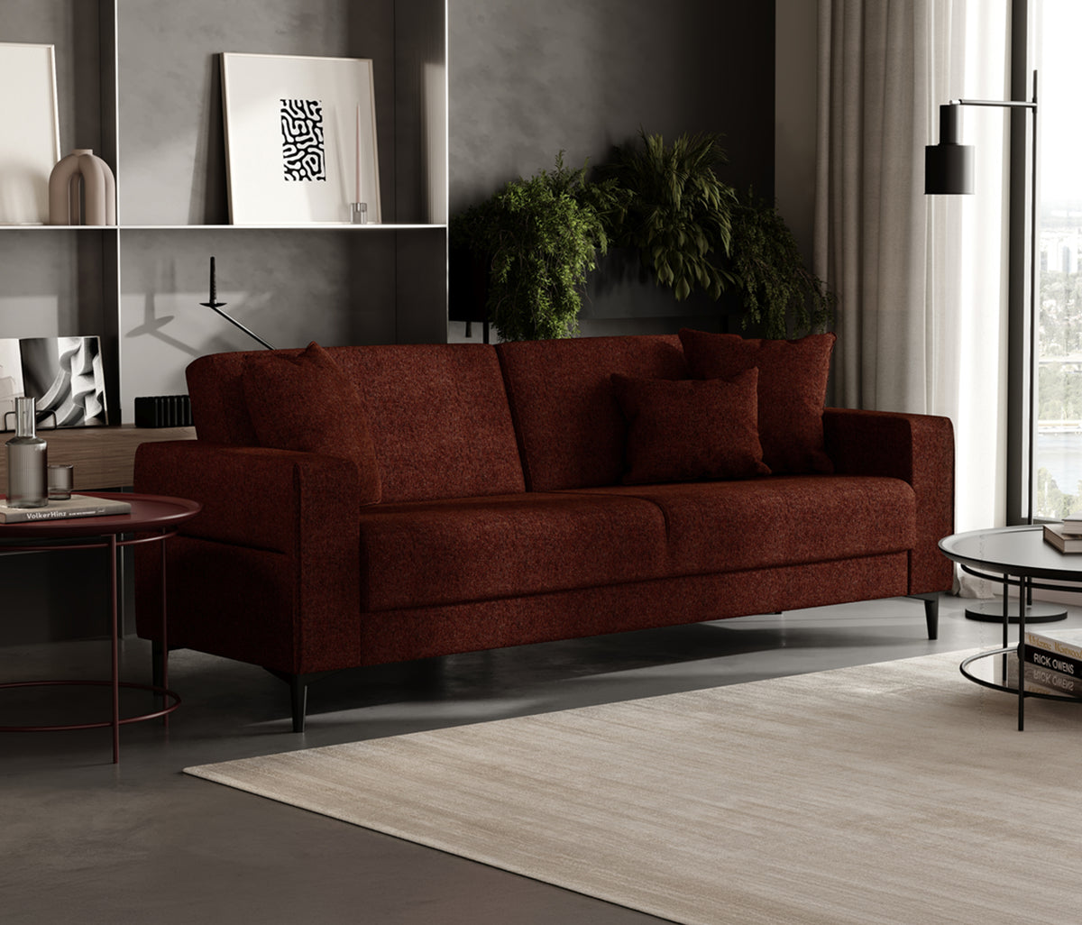 Briza Plus 3-zitsbank met Slaapfunctie Fluweel Bruin - foto 3