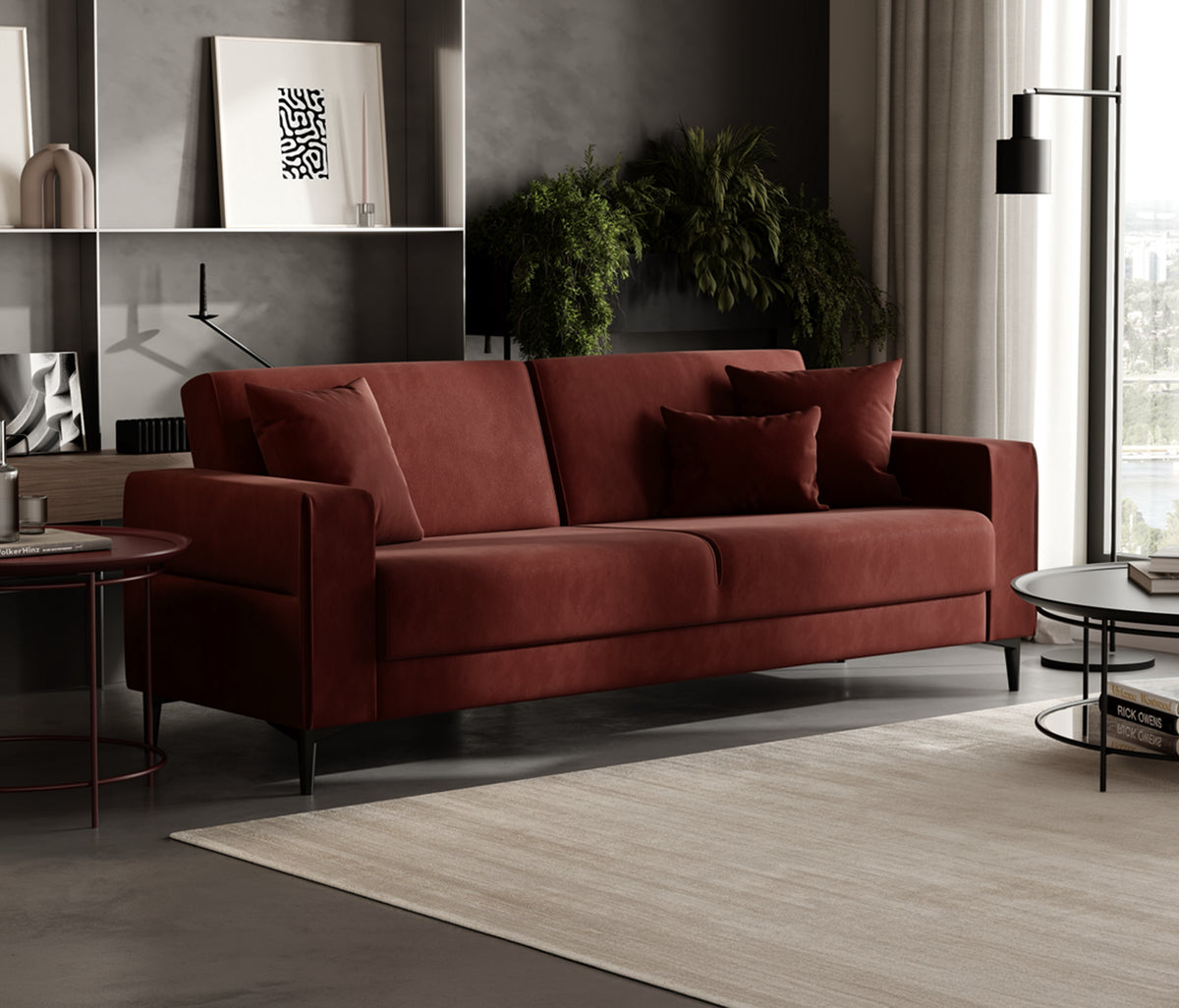 Briza Plus 3-zitsbank met Slaapfunctie Fluweel Terracotta - foto 12