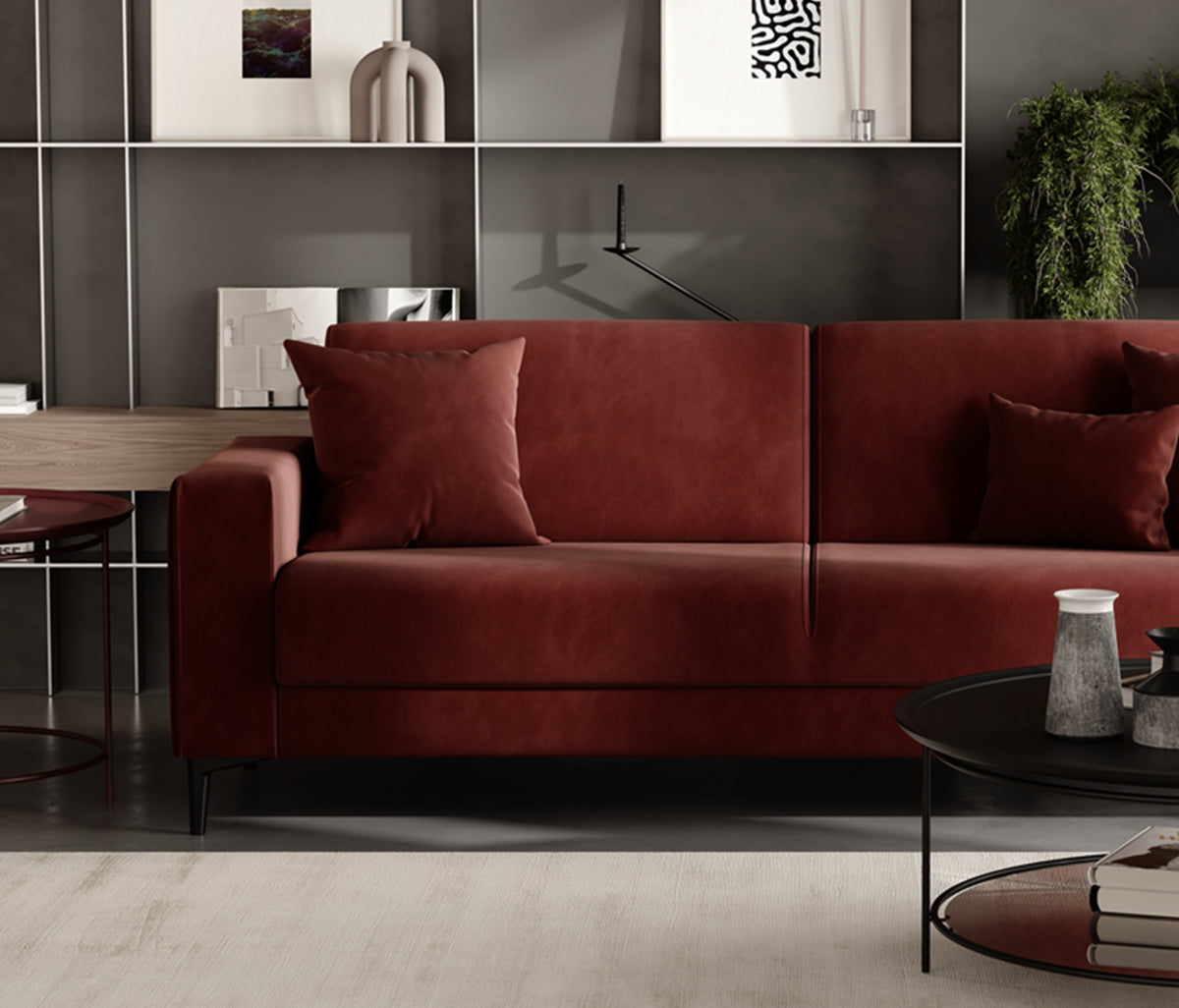 Briza Plus 3-zitsbank met Slaapfunctie Fluweel Terracotta - foto 13