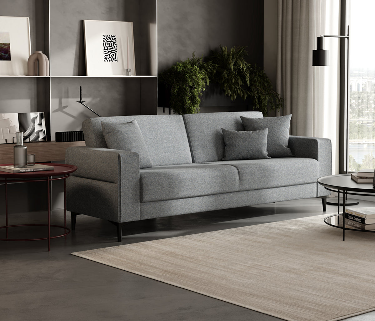 Briza Plus 3-zitsbank met Slaapfunctie Fluweel Lichtblauw - foto 3