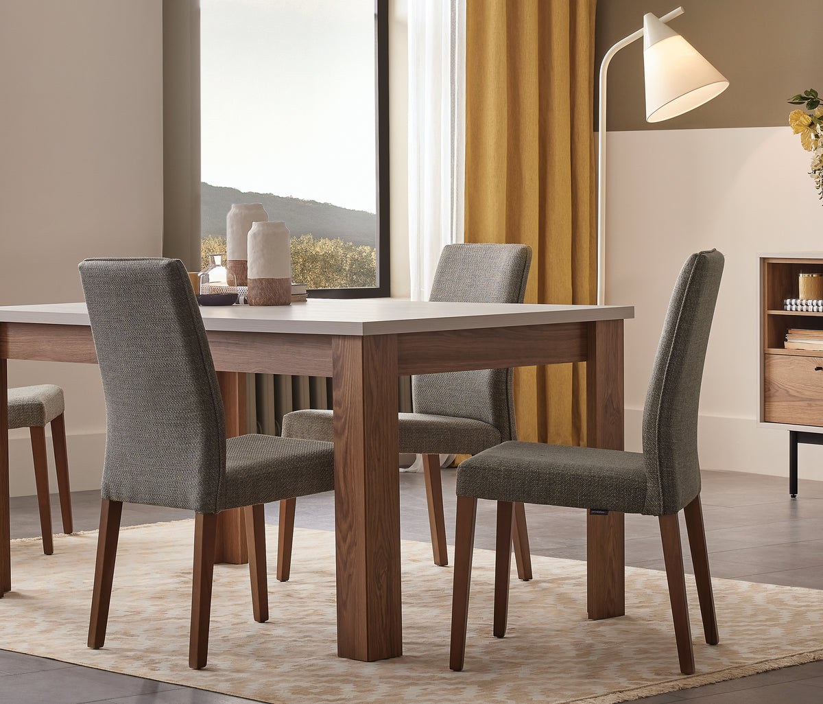 Loreto Stoel met Houten Poten Linnen Look - foto 3