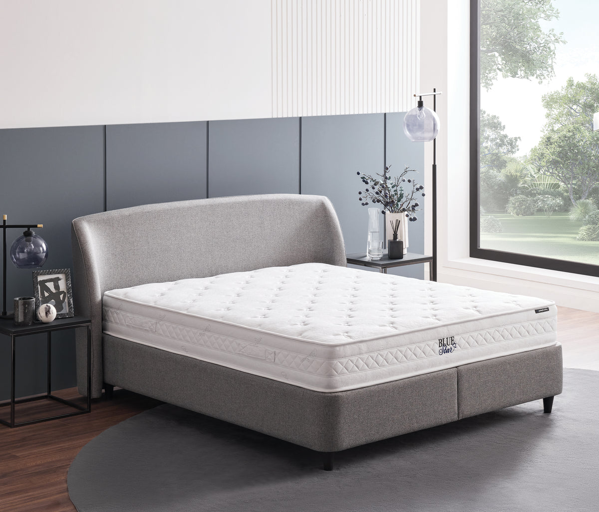 Blue Star & New Canto Matras, Boxspring en Hoofdbord 3-delige Set Blauw - foto 8