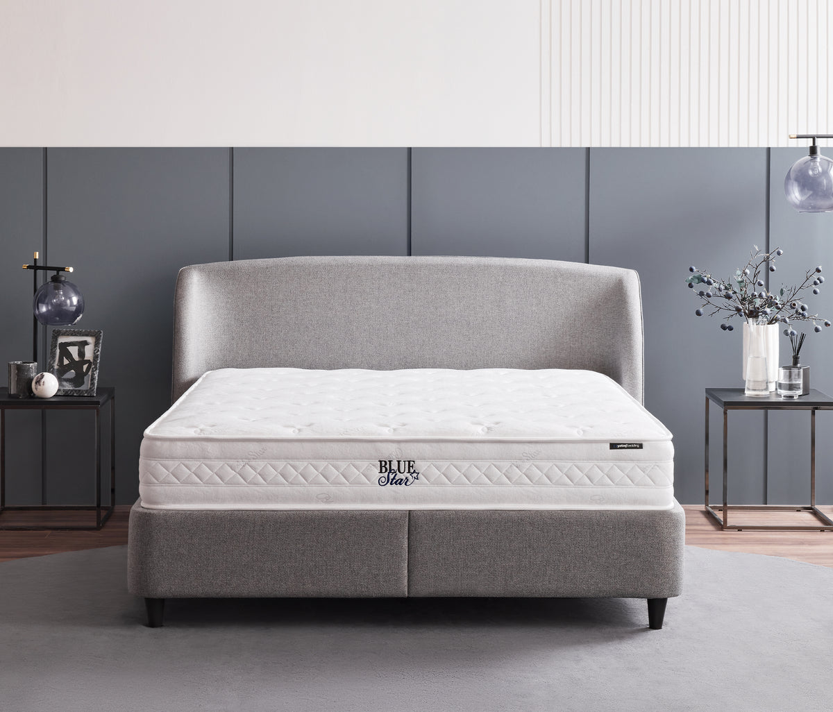 Blue Star & New Canto Matras, Boxspring en Hoofdbord 3-delige Set Blauw - foto 15