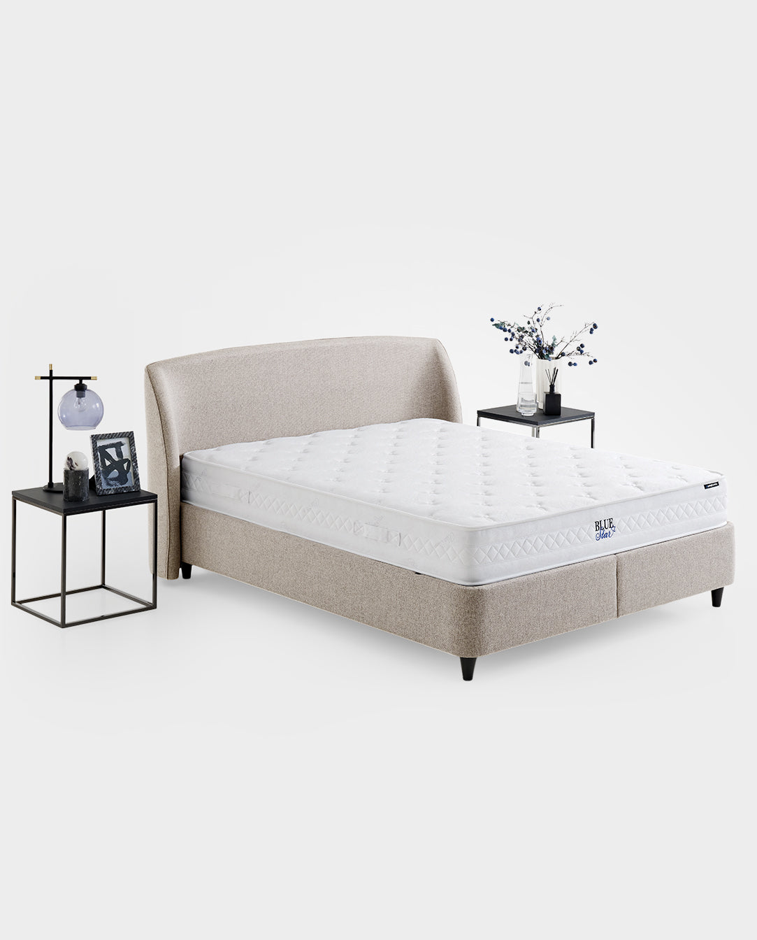Blue Star & New Canto Matras, Boxspring en Hoofdbord 3-delige Set Creme - foto 6