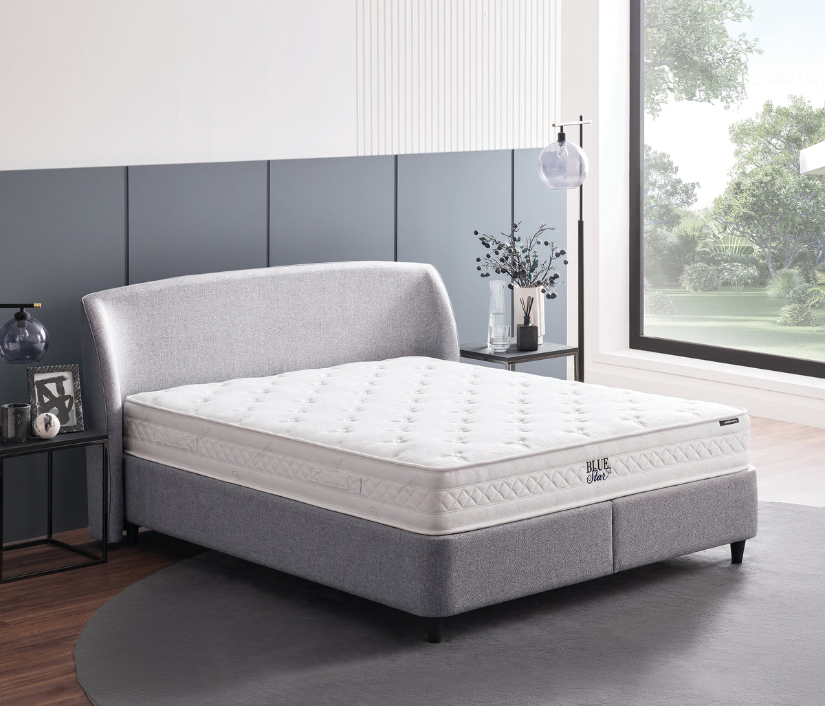 Blue Star & New Canto Matras, Boxspring en Hoofdbord 3-delige Set Zilver - foto 29