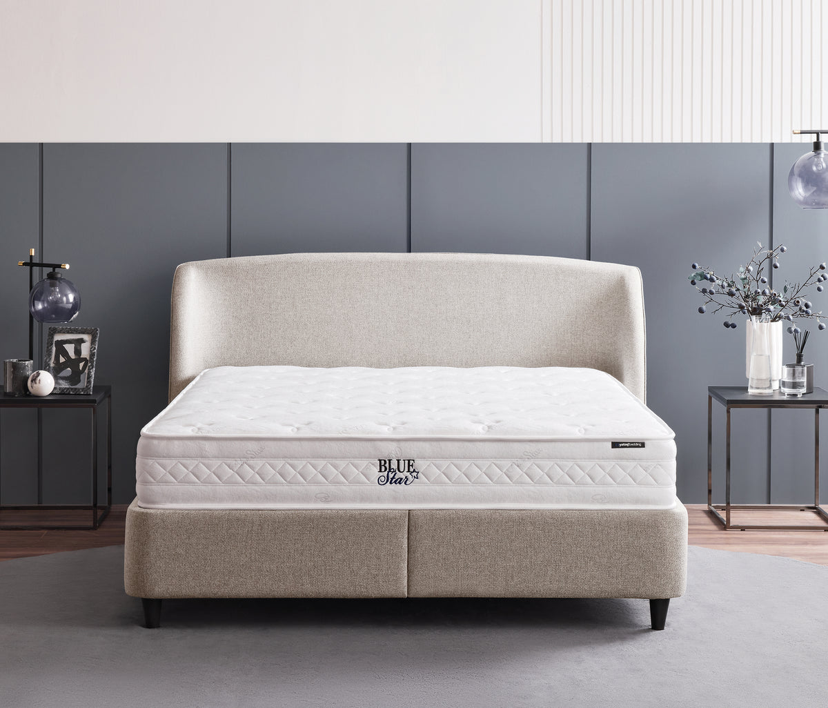 Blue Star & New Canto Matras, Boxspring en Hoofdbord 3-delige Set Creme - foto 51