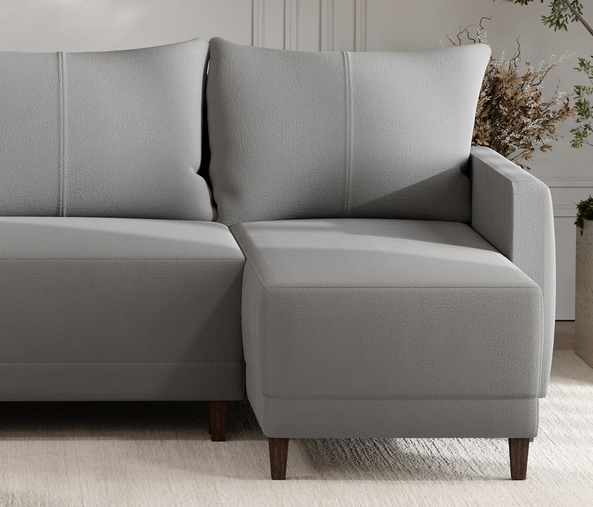Smart Plus Hoekbank met Slaapfunctie Klein Fluweel Grijs - foto 4