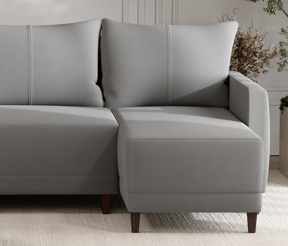 Smart Plus Hoekbank met Slaapfunctie Klein Fluweel Grijs