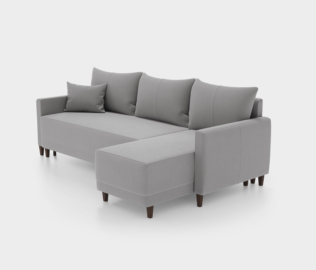 Smart Plus Hoekbank met Slaapfunctie Klein Fluweel Grijs - foto 6
