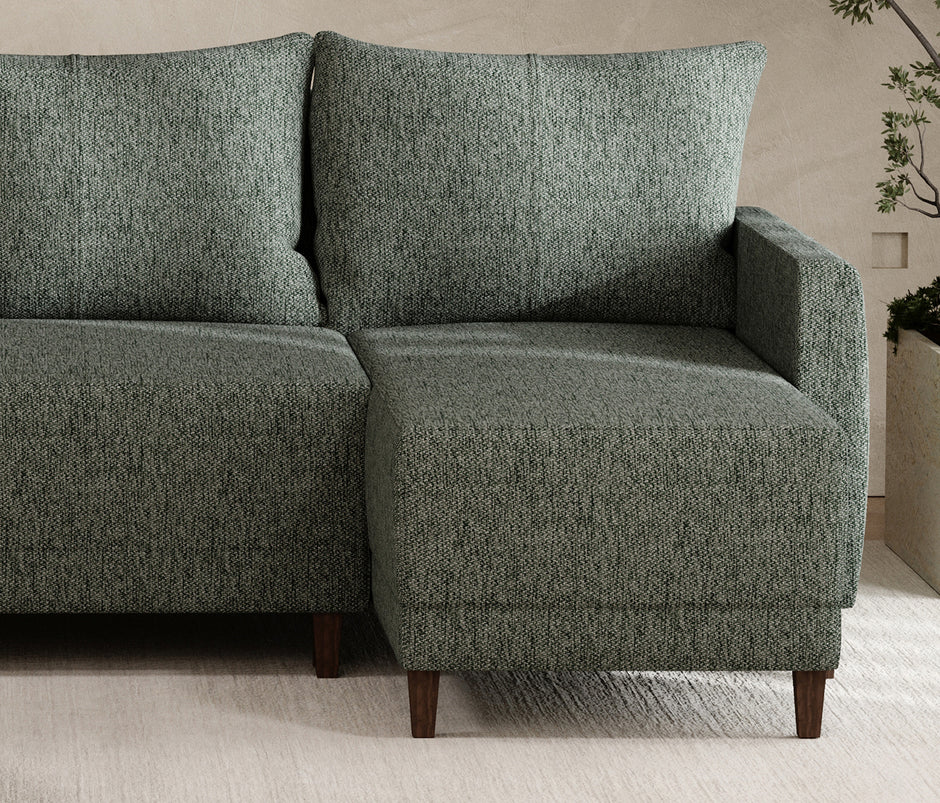 Smart Plus Hoekbank met Slaapfunctie Klein Chenille Groen