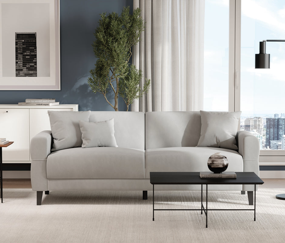 Astera Plus 3-zitsbank met Slaapfunctie Fluweel Grijs