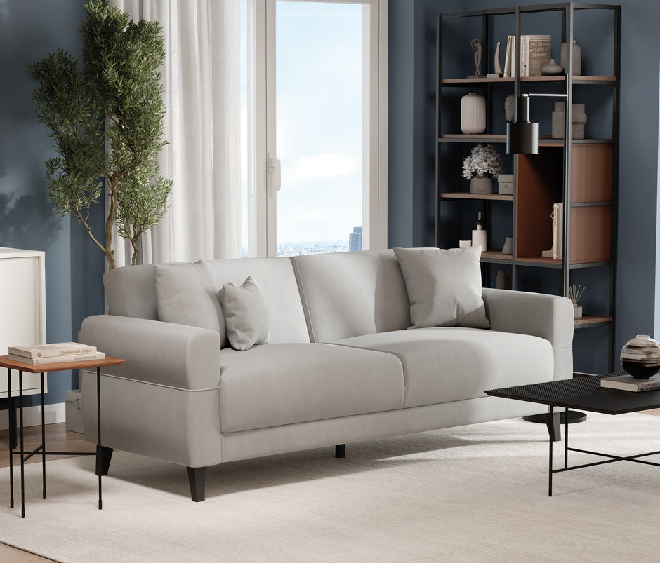 Astera Plus 3-zitsbank met Slaapfunctie Fluweel Grijs
