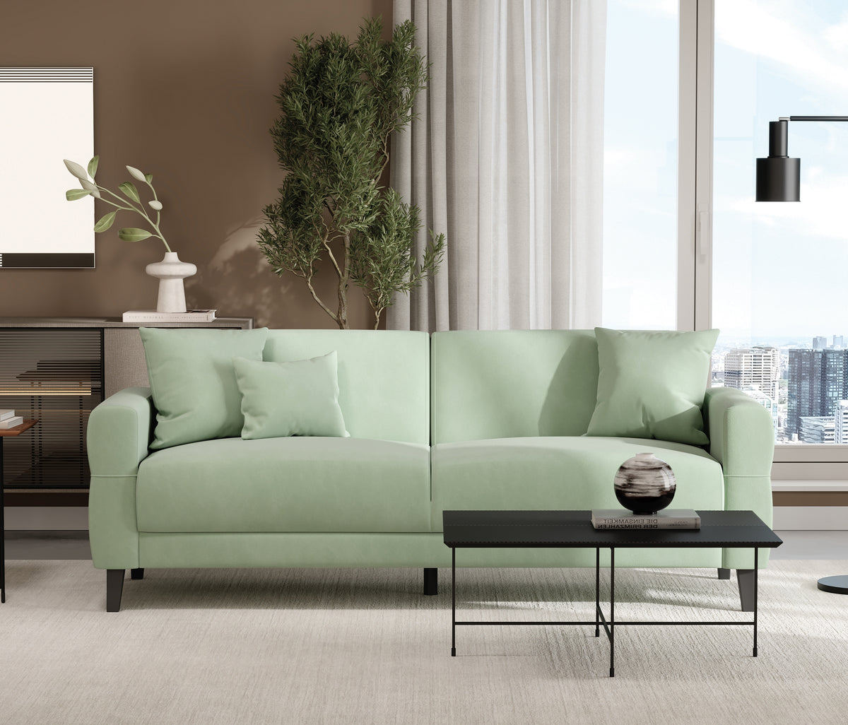 Astera Plus 3-zitsbank met Slaapfunctie Fluweel Aquagroen - foto 2