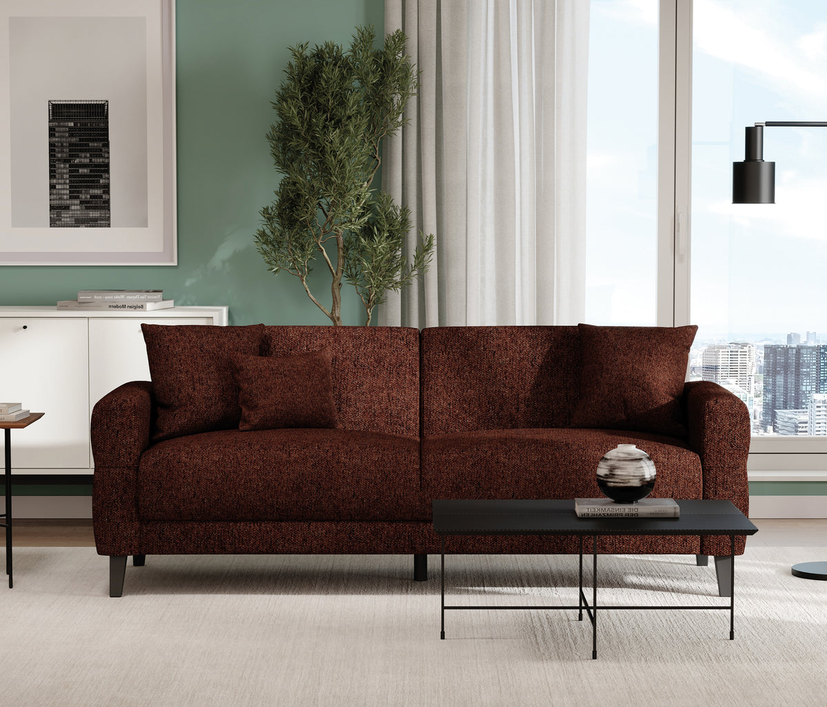 Astera Plus 3-zitsbank met Slaapfunctie Chenille Bruin - foto 2