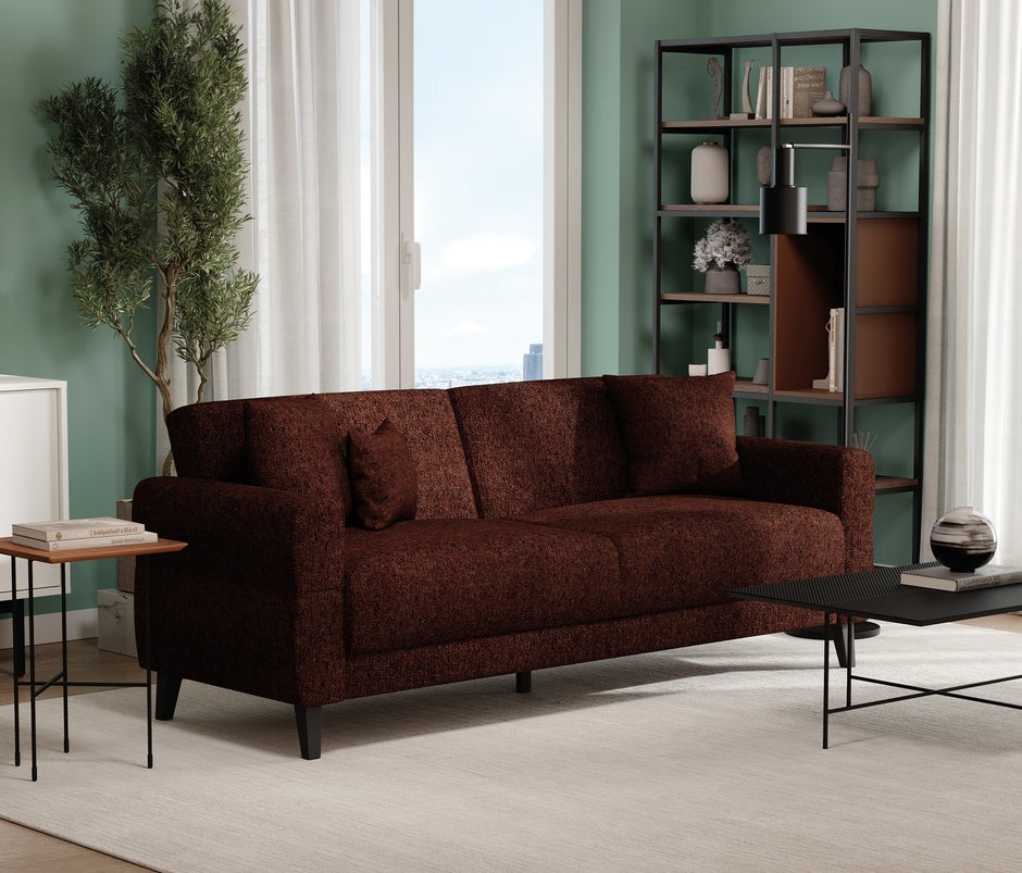 Astera Plus 3-zitsbank met Slaapfunctie Chenille Bruin