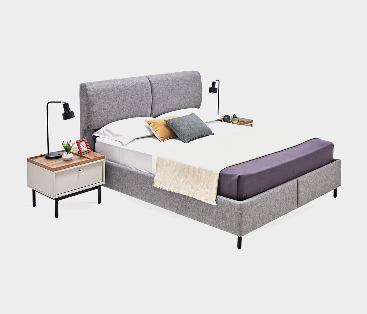 Loreto Boxspring met Hoofdbord Linnen Look Blauw - foto 17