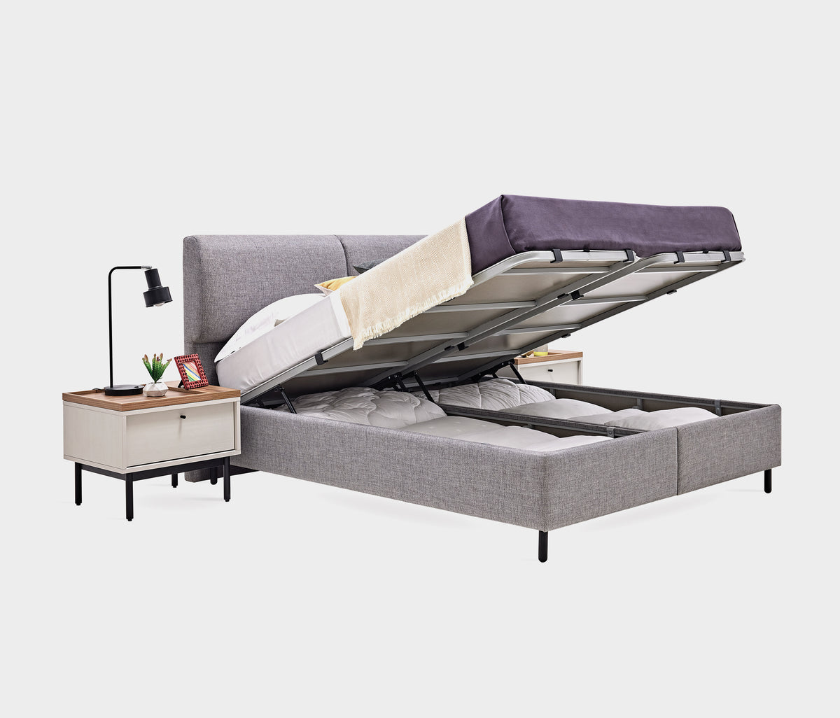Loreto Boxspring met Hoofdbord Linnen Look Blauw - foto 19