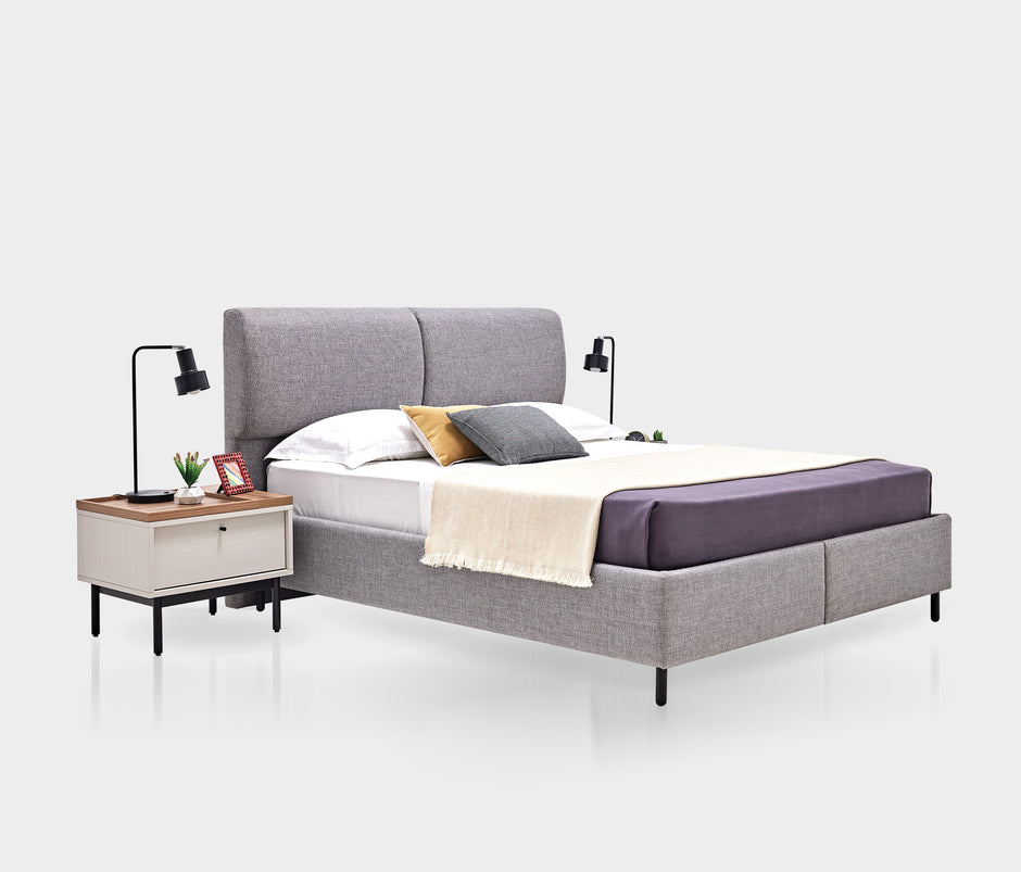 Loreto Boxspring met Hoofdbord Linnen Look Blauw