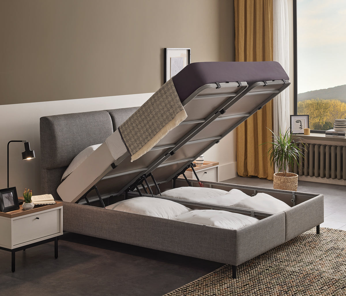 Loreto Boxspring met Hoofdbord Linnen Look Blauw - foto 23