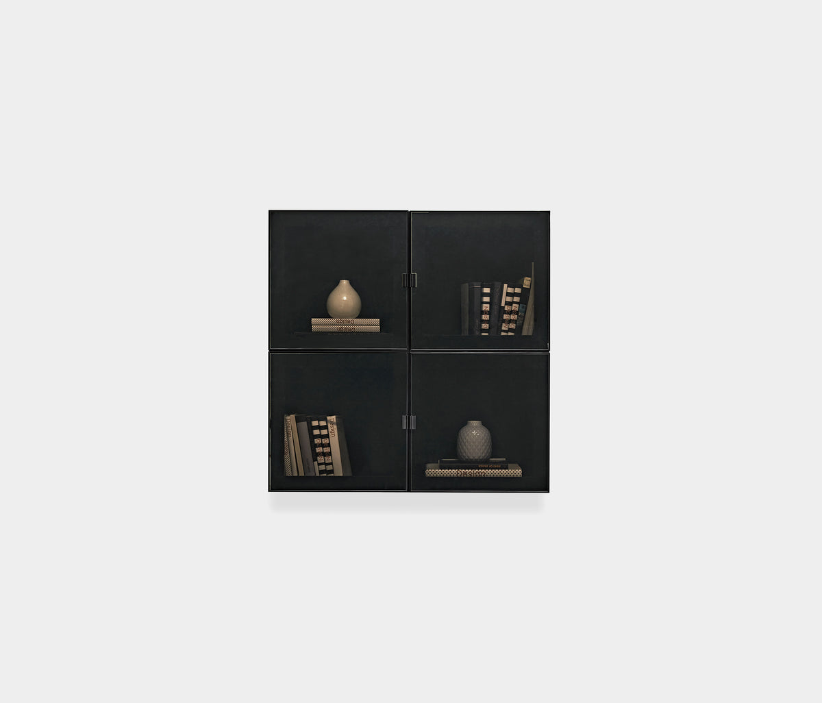 Legato TV-meubel Bovenmodule met Glazen Deuren Zwart 80x80x27 cm
