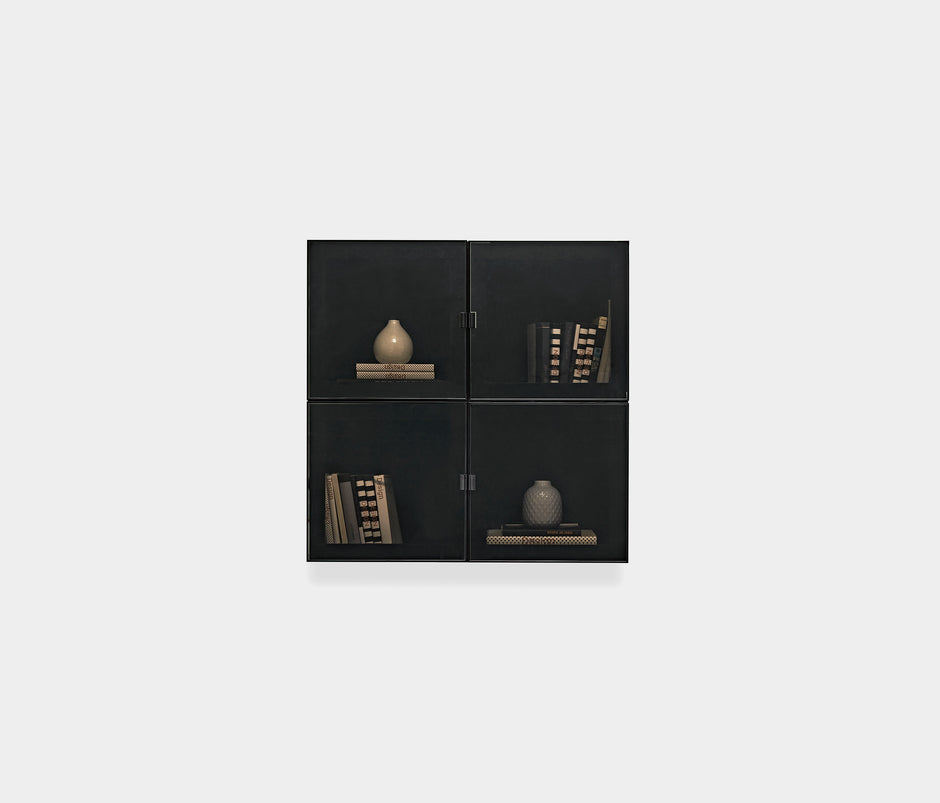 Legato TV-meubel Bovenmodule met Glazen Deuren Zwart 80x80x27 cm