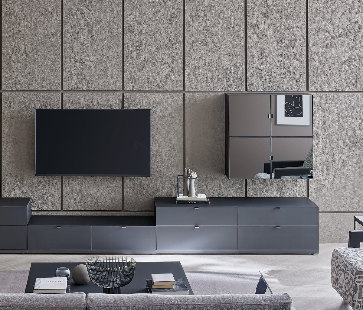 Legato TV-meubel Bovenmodule met Glazen Deuren Zwart 80x80x27 cm - foto 2