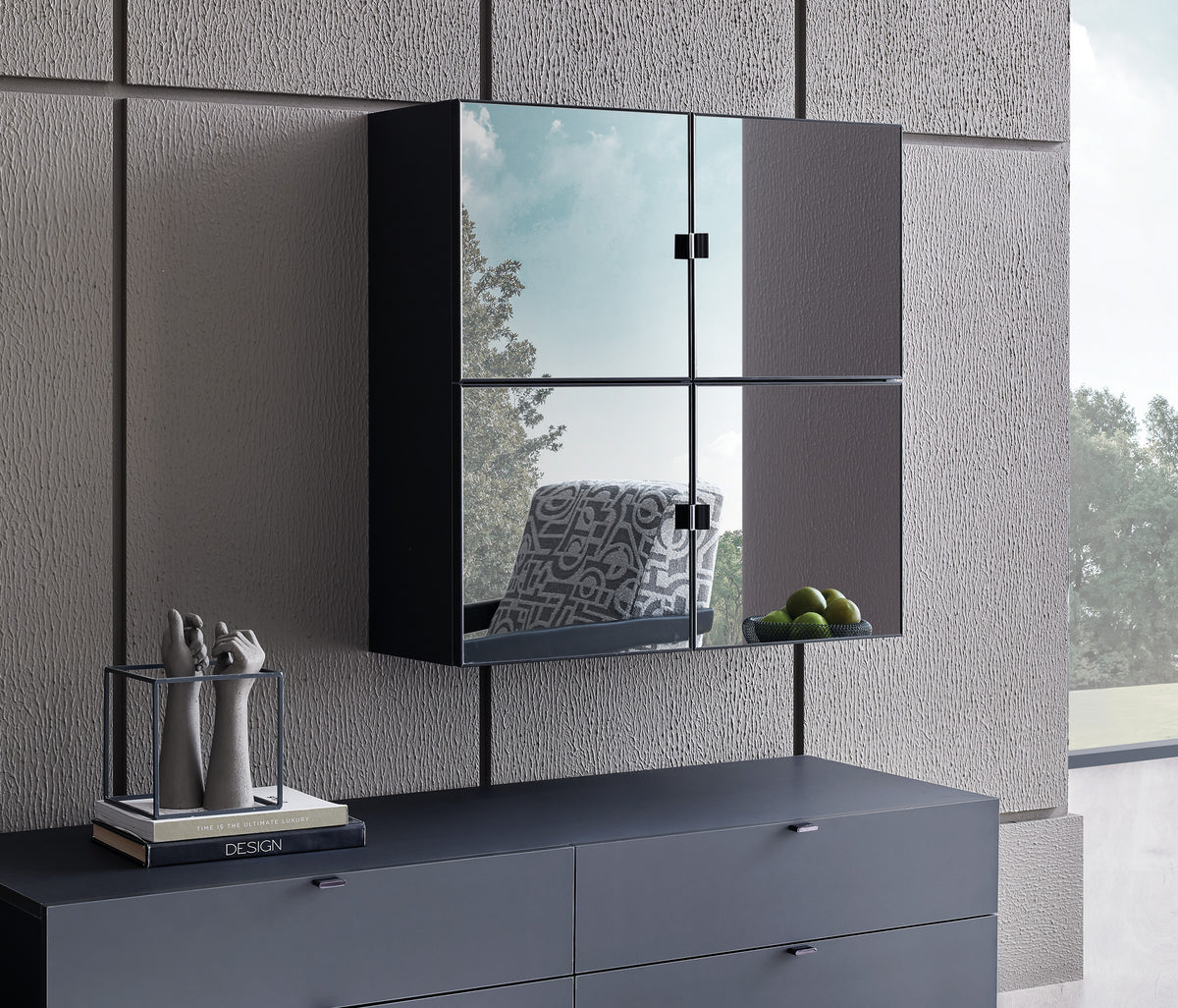 Legato TV-meubel Bovenmodule met Glazen Deuren Zwart 80x80x27 cm - foto 3