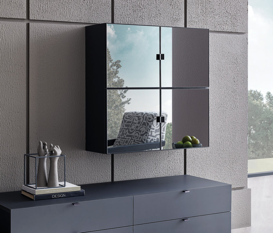Legato TV-meubel Bovenmodule met Glazen Deuren Zwart 80x80x27 cm