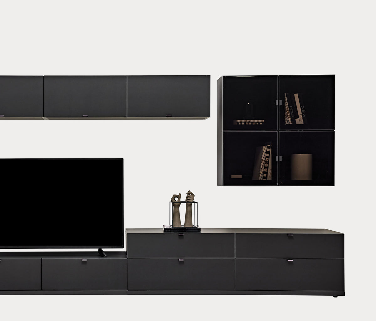 Legato TV-meubel Bovenmodule met Glazen Deuren Zwart 80x80x27 cm - foto 4