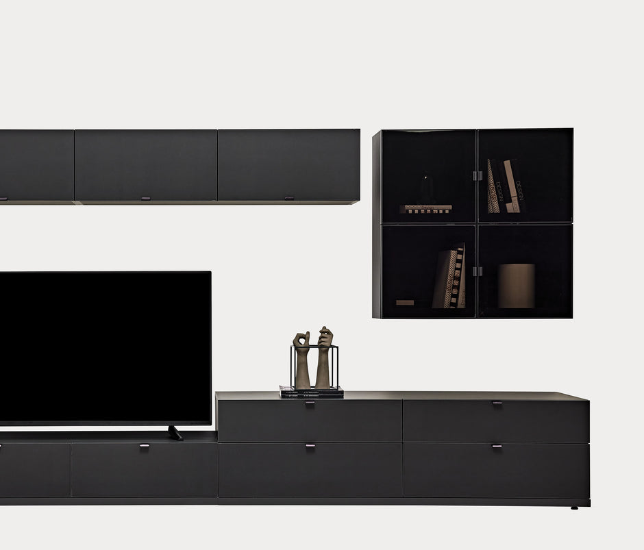 Legato TV-meubel Bovenmodule met Glazen Deuren Zwart 80x80x27 cm