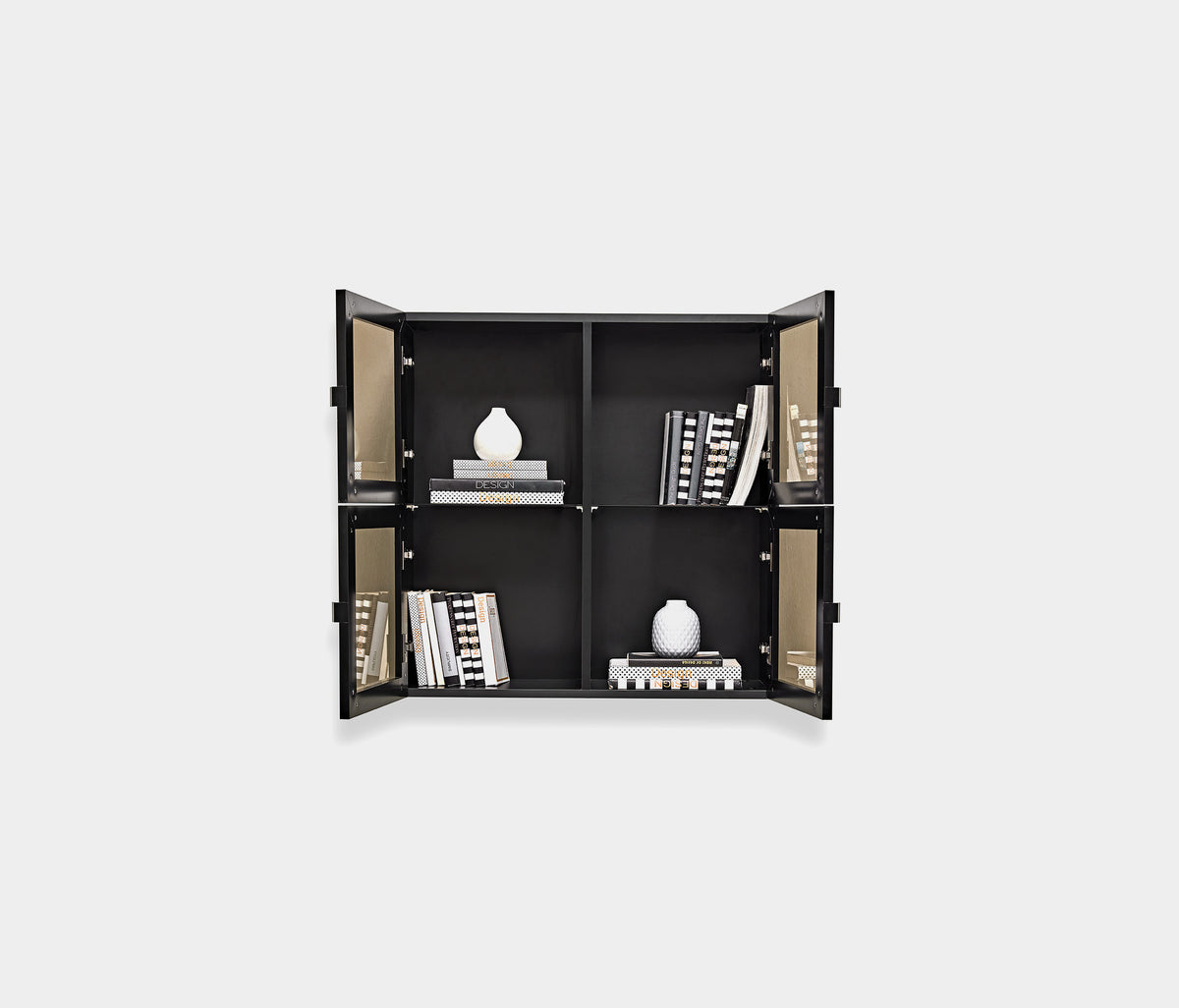 Legato TV-meubel Bovenmodule met Glazen Deuren Zwart 80x80x27 cm - foto 7