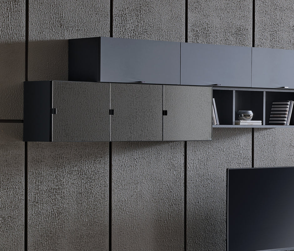 Legato TV-meubel Bovenmodule met Glazen Deuren Zwart 40x40x27 cm