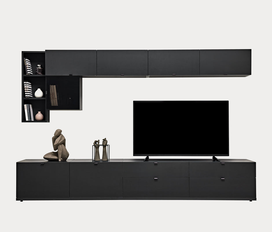 Legato TV-meubel Bovenmodule met Glazen Deuren Zwart 40x40x27 cm