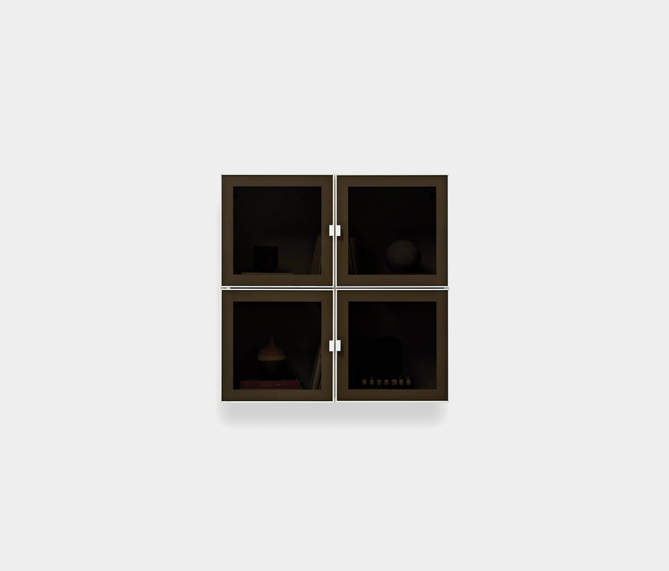 Legato TV-meubel Bovenmodule met Glazen Deuren Wit 80x80x27 cm