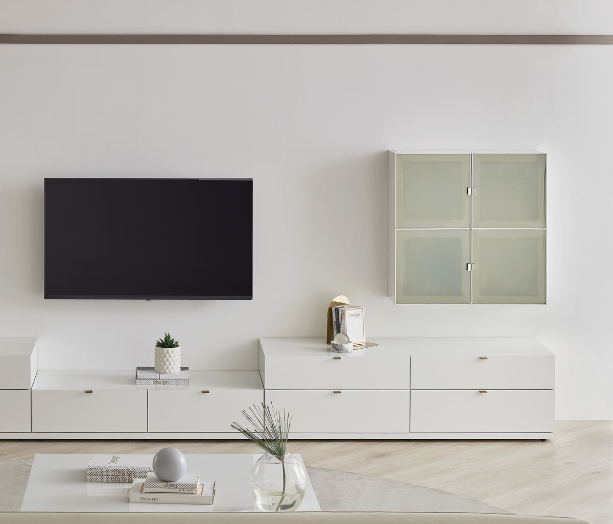 Legato TV-meubel Bovenmodule met Glazen Deuren Wit 80x80x27 cm - foto 2