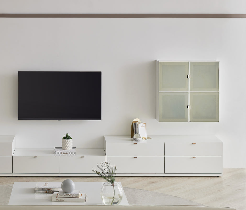 Legato TV-meubel Bovenmodule met Glazen Deuren Wit 80x80x27 cm