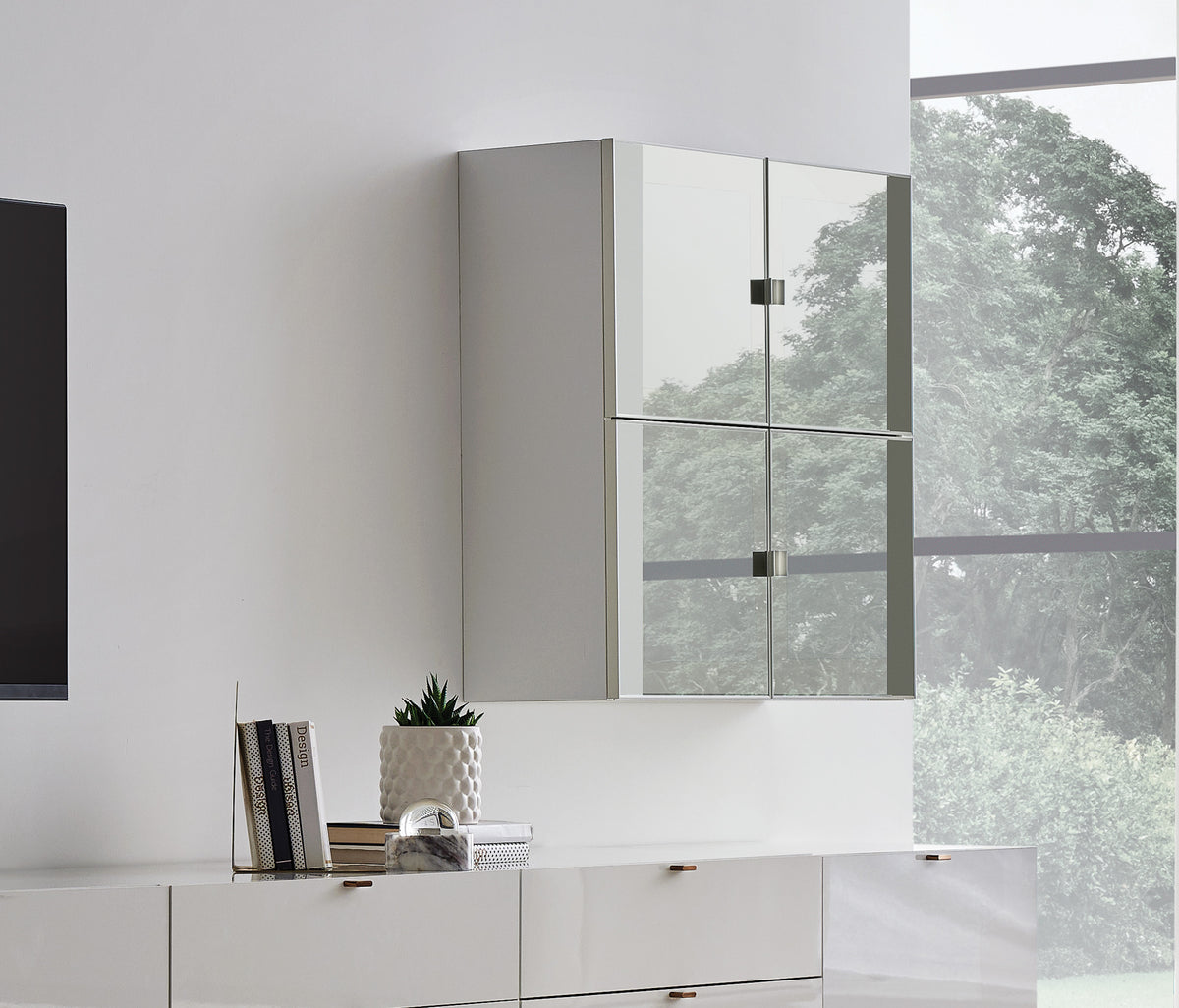 Legato TV-meubel Bovenmodule met Glazen Deuren Wit 80x80x27 cm - foto 3