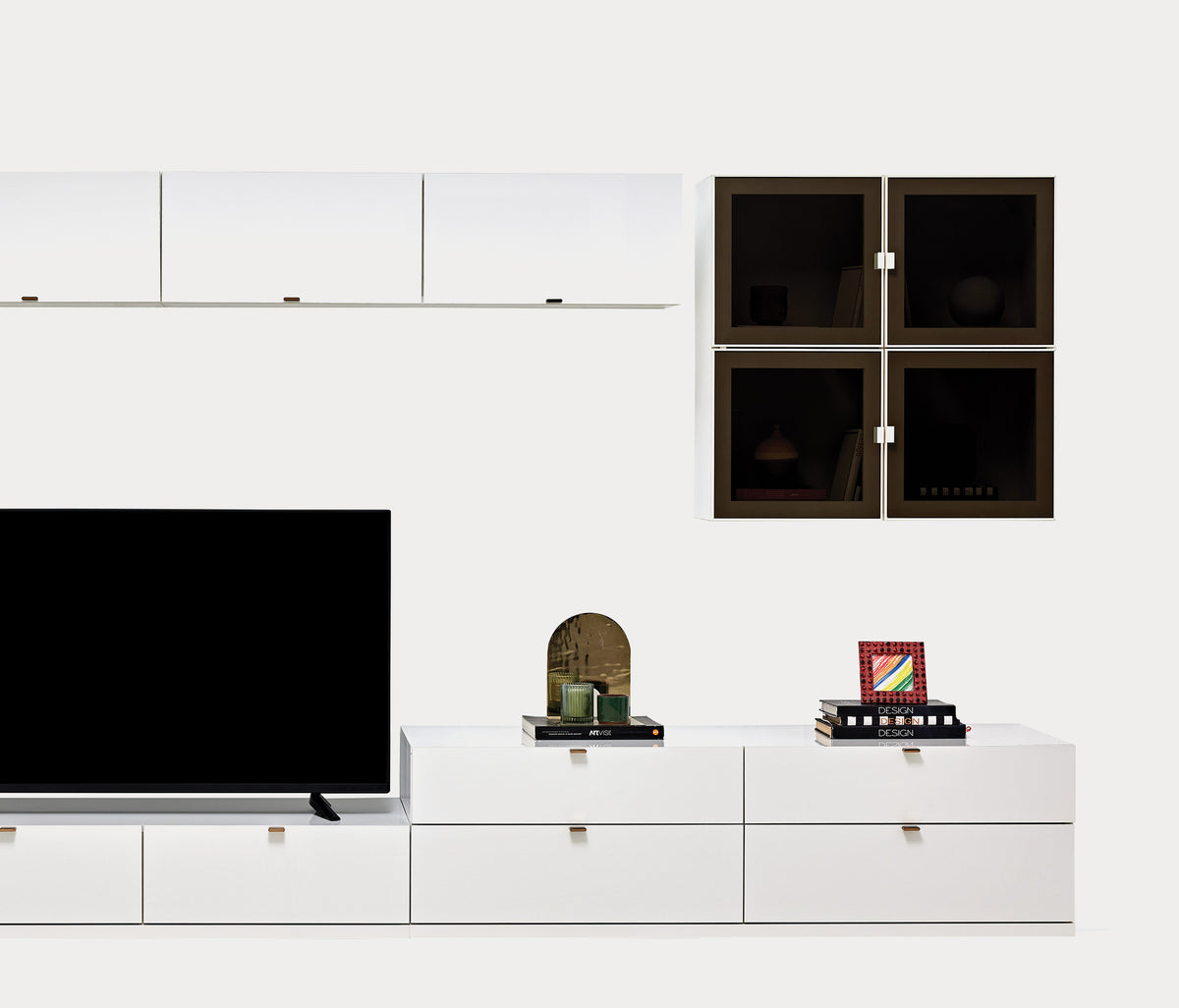 Legato TV-meubel Bovenmodule met Glazen Deuren Wit 80x80x27 cm - foto 4