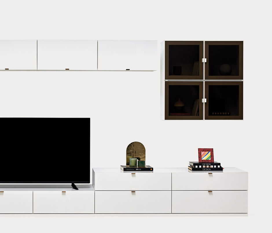 Legato TV-meubel Bovenmodule met Glazen Deuren Wit 80x80x27 cm
