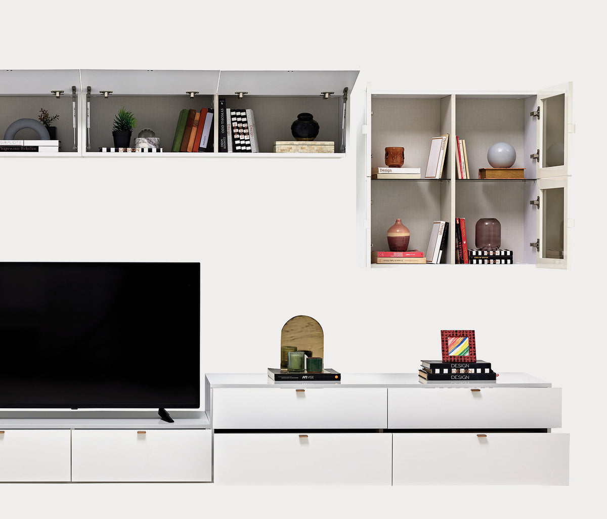 Legato TV-meubel Bovenmodule met Glazen Deuren Wit 80x80x27 cm - foto 5