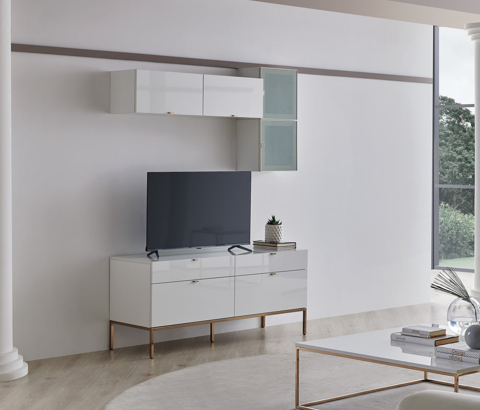 Legato TV-meubel Bovenmodule met Glazen Deuren Wit 40x40x27 cm