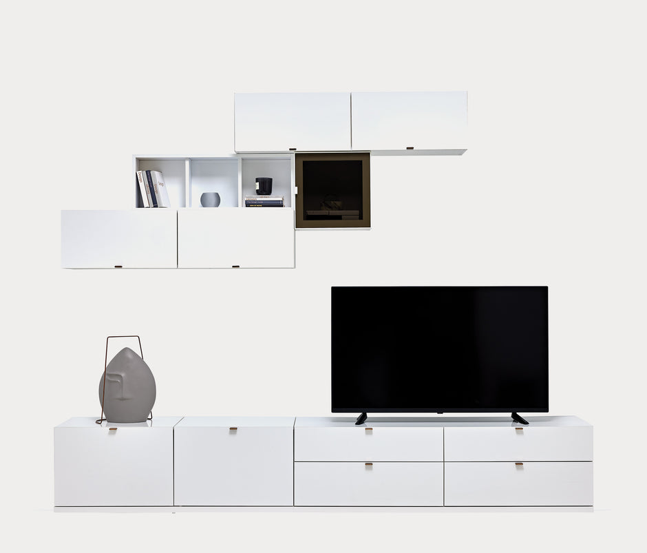 Legato TV-meubel Bovenmodule met Glazen Deuren Wit 40x40x27 cm