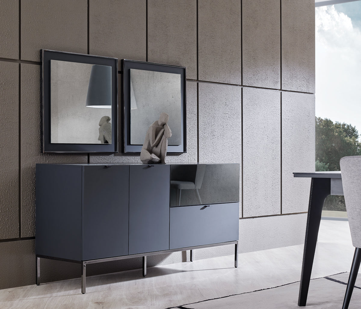 Legato Dressoir met Spiegelglas en Metalen Poten Zwart - foto 3