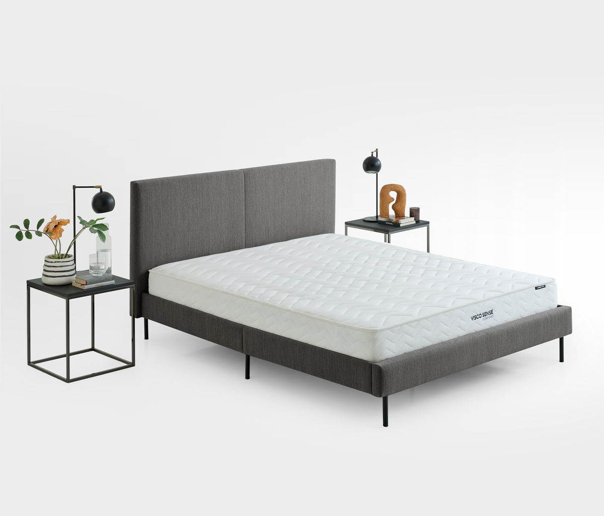 Visco Sense Comfort & Savana Matras, Bed en Hoofdbord Donkergrijs - foto 2