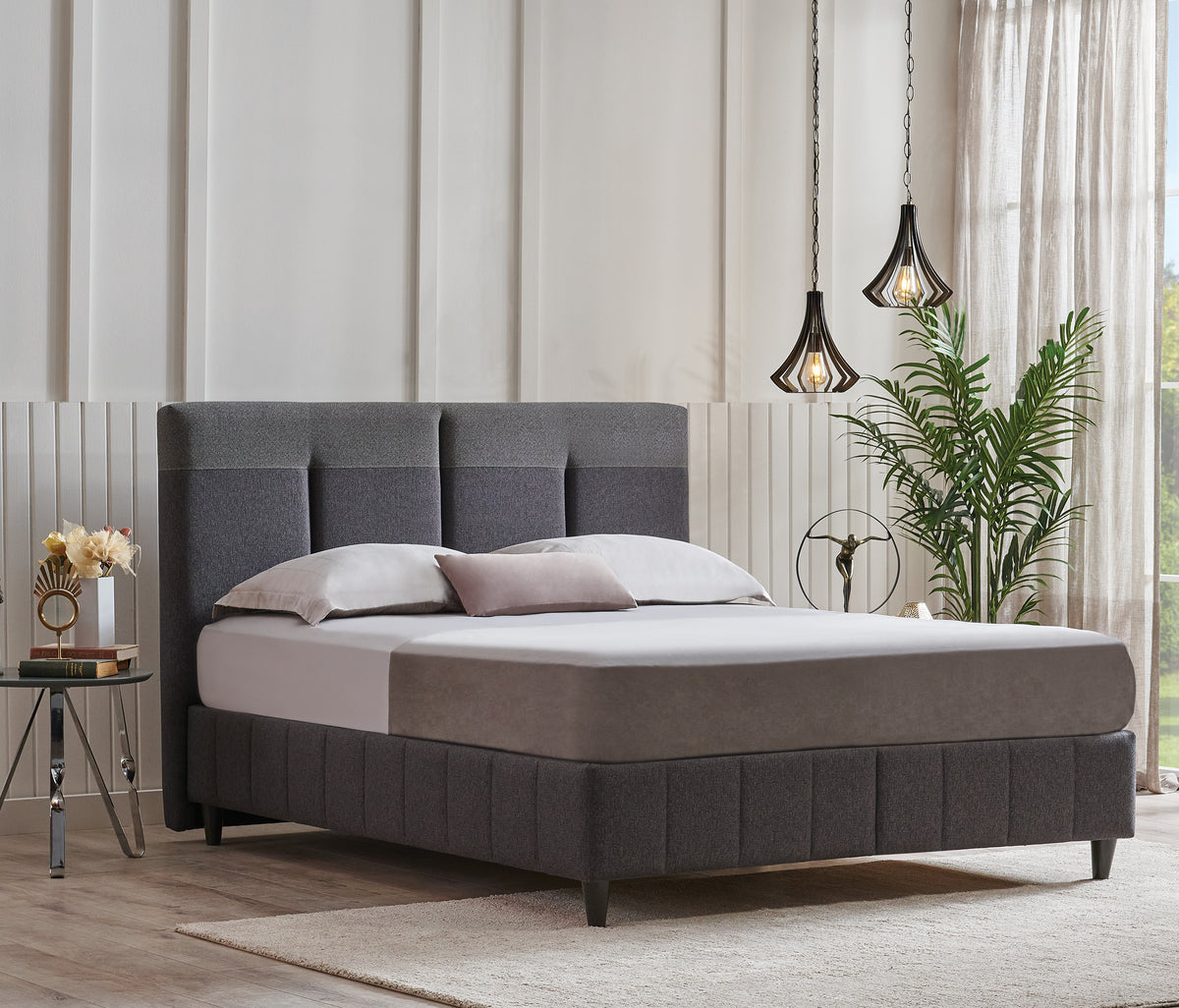 Dream Line Boxspring en Hoofdbord 2-delige Set Antraciet Y - foto 13