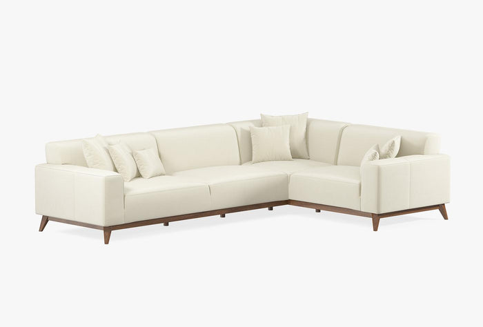 Netha Hoekbank met Slaapfunctie Hoek Rechts Mohair 11703 Creme