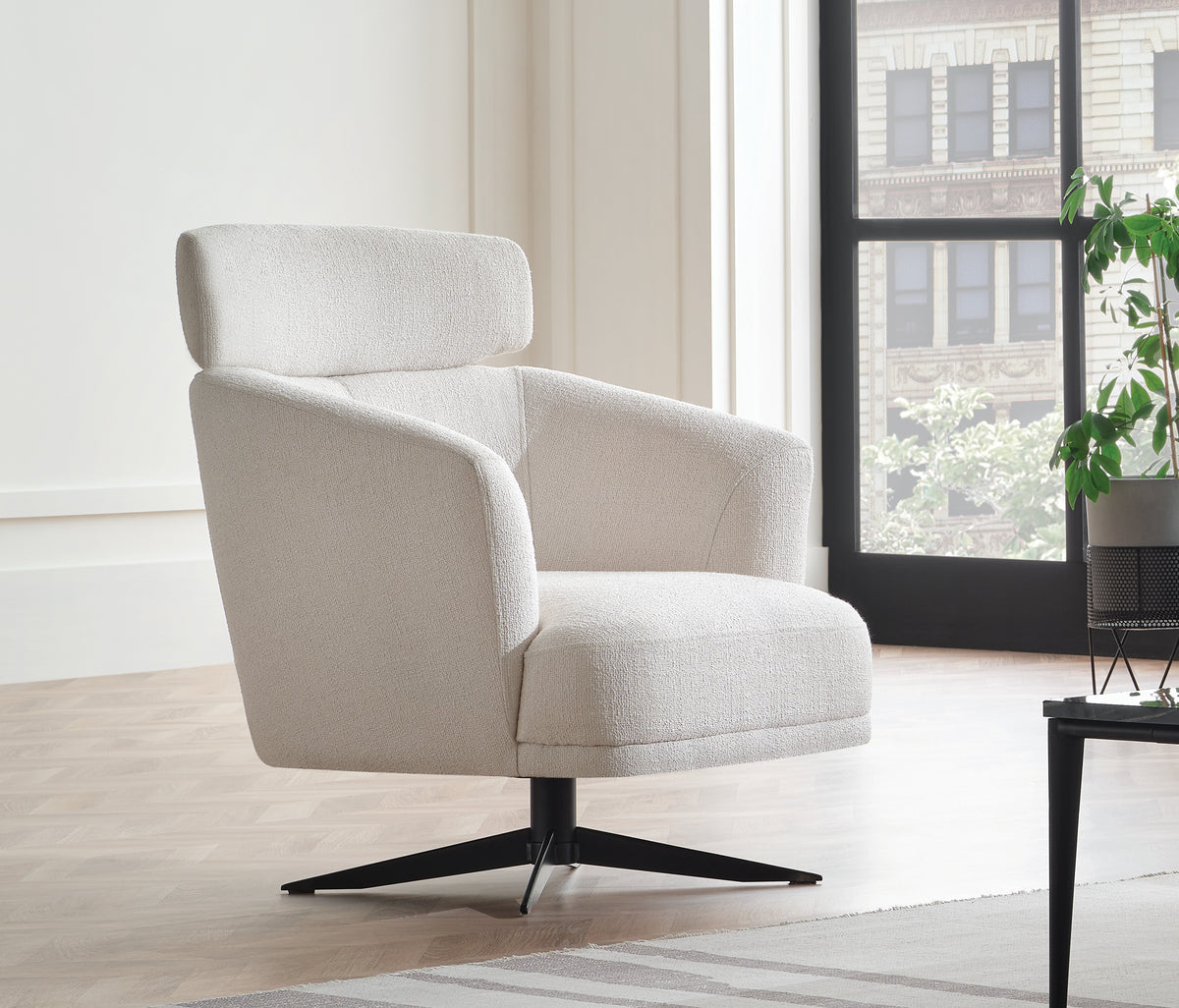 Swan Draaifauteuil met Hoofdsteun Bouclé Wit - foto 3