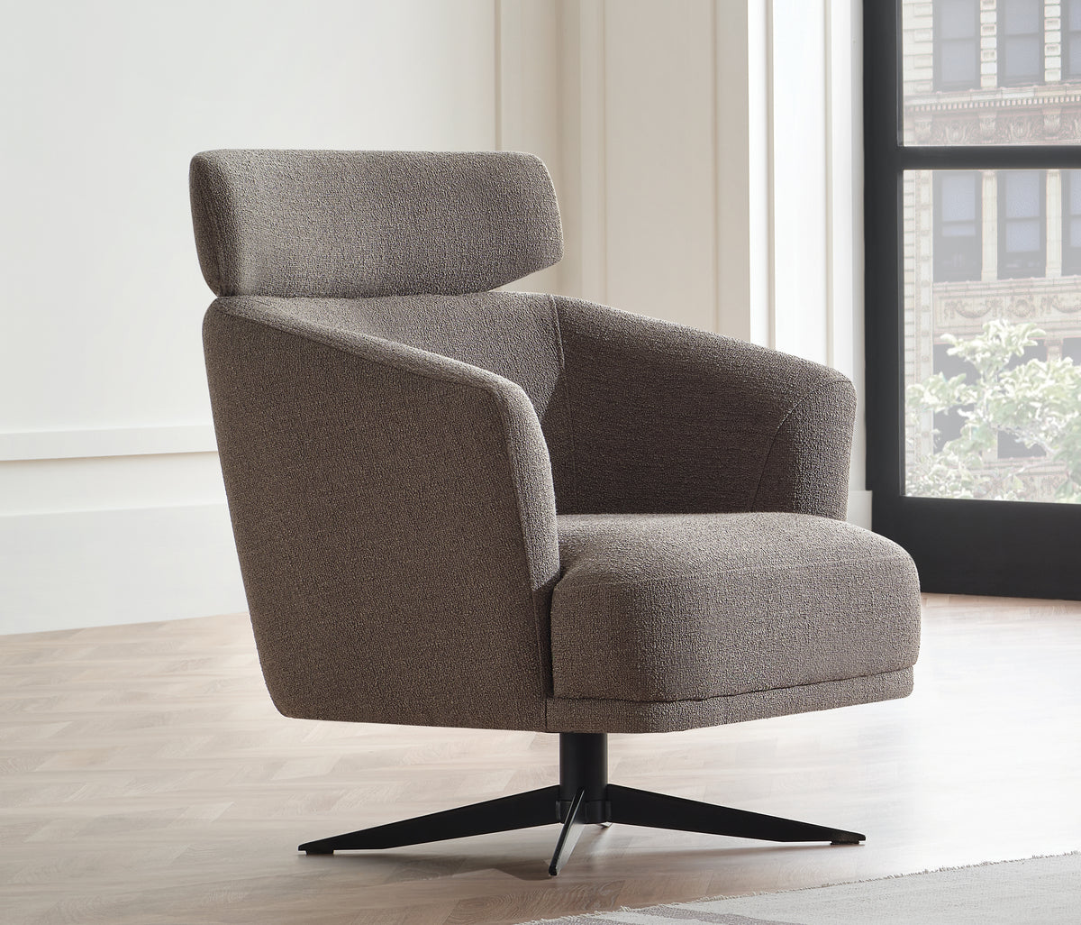 Swan Draaifauteuil met Hoofdsteun Bouclé Taupe - foto 3